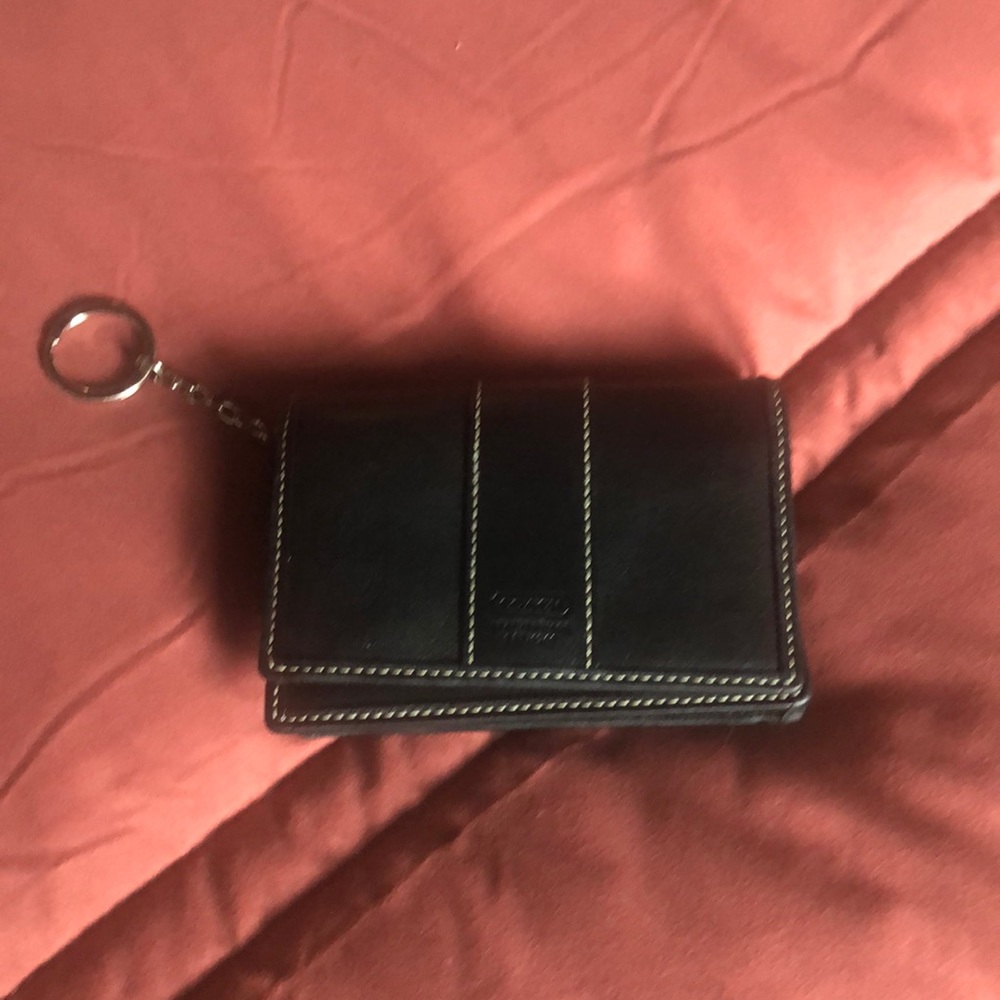 Coach black leather coin purse/ keychain/wallet